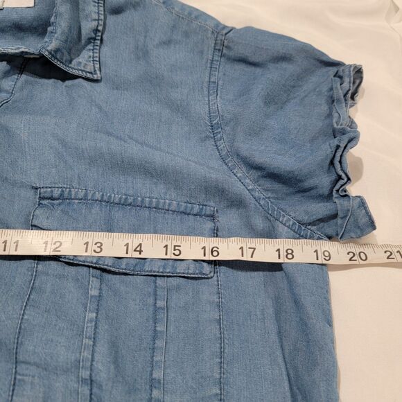 Thread And Supply Womens Button Up Chambray Shirt Dress Size Medium Blue - Picture 5 of 7